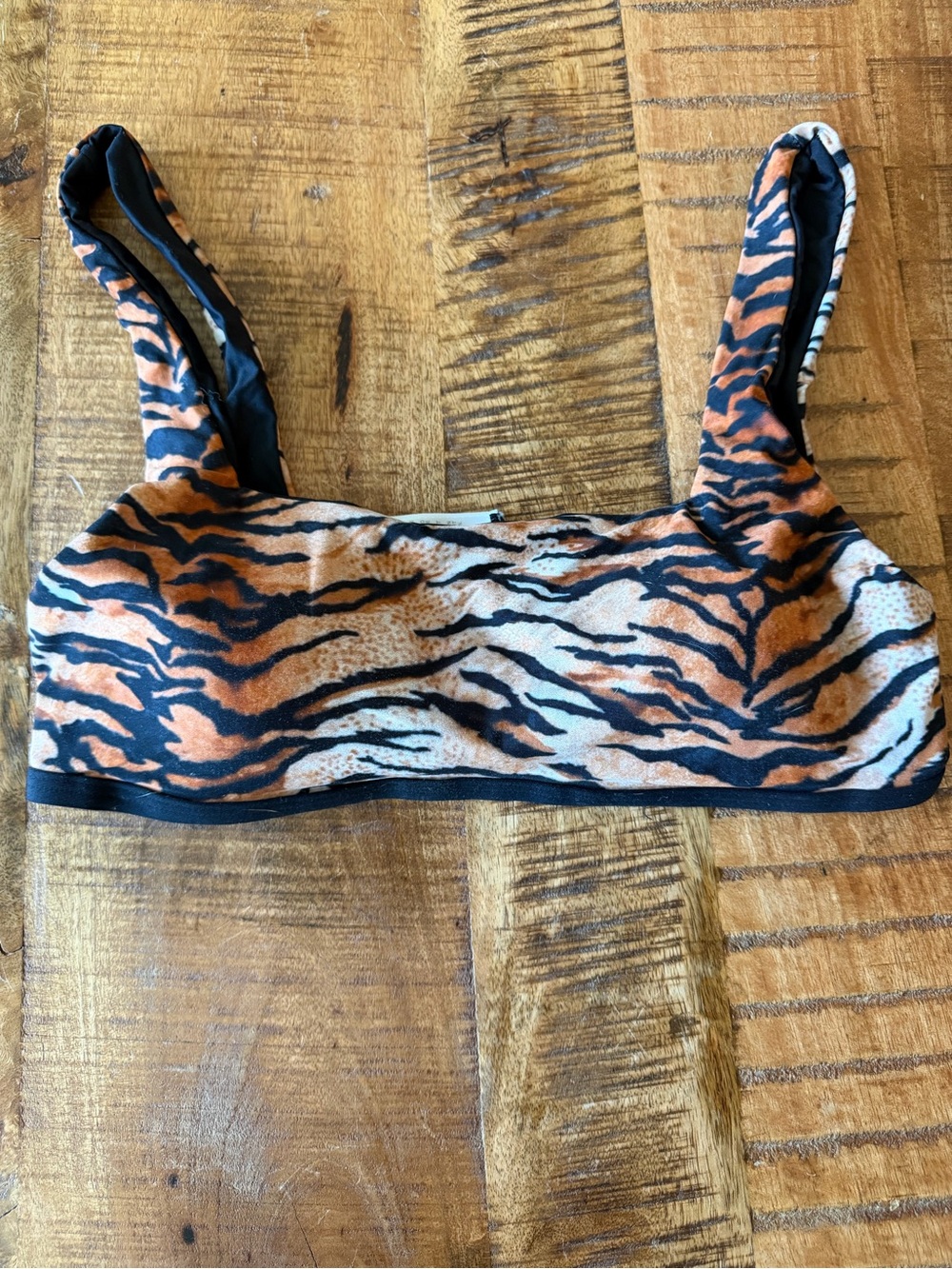 Tiger Print Bikini Top - Orange & Black